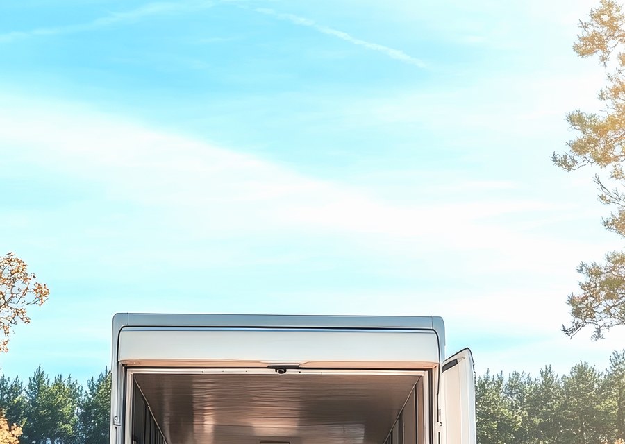 Packed moving truck ready for cross-country transport
