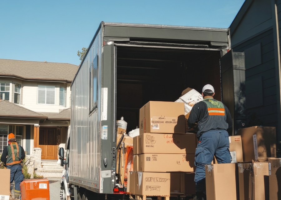Packed moving truck ready for cross-country transport