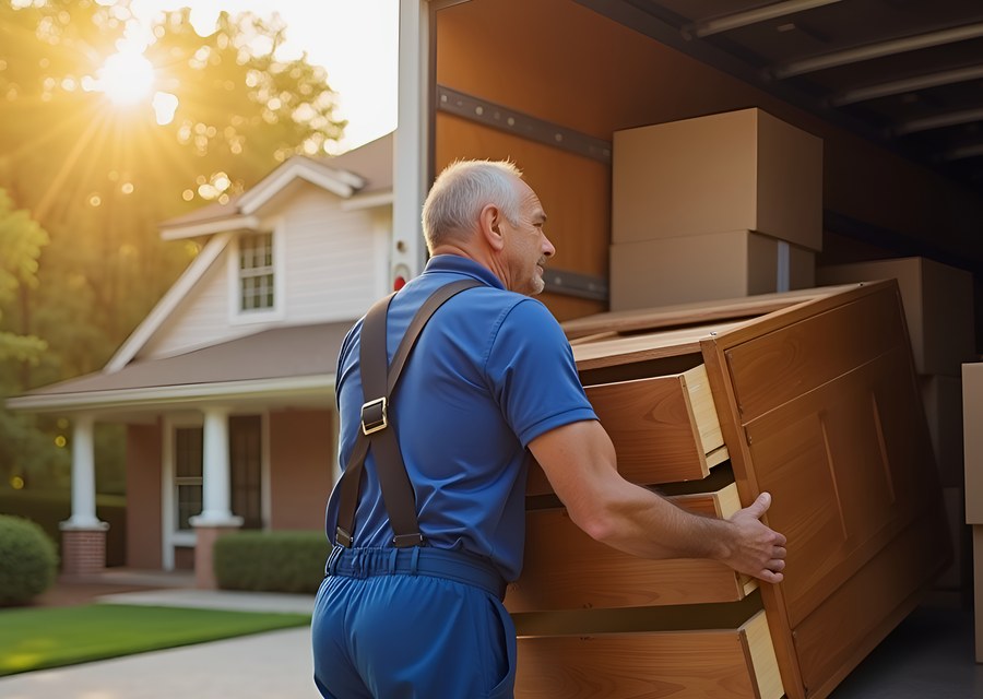 Packed moving truck ready for cross-country transport