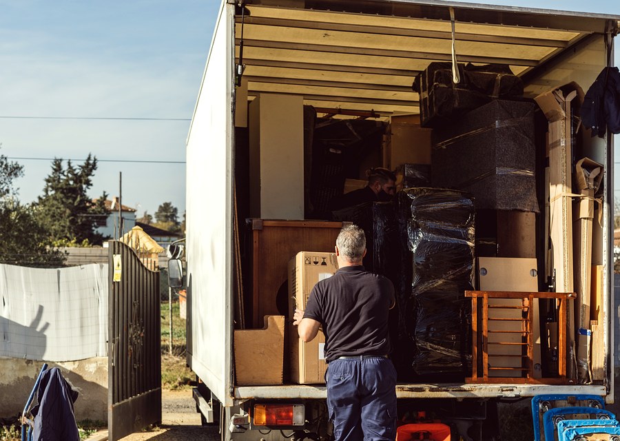 Packed moving truck ready for cross-country transport