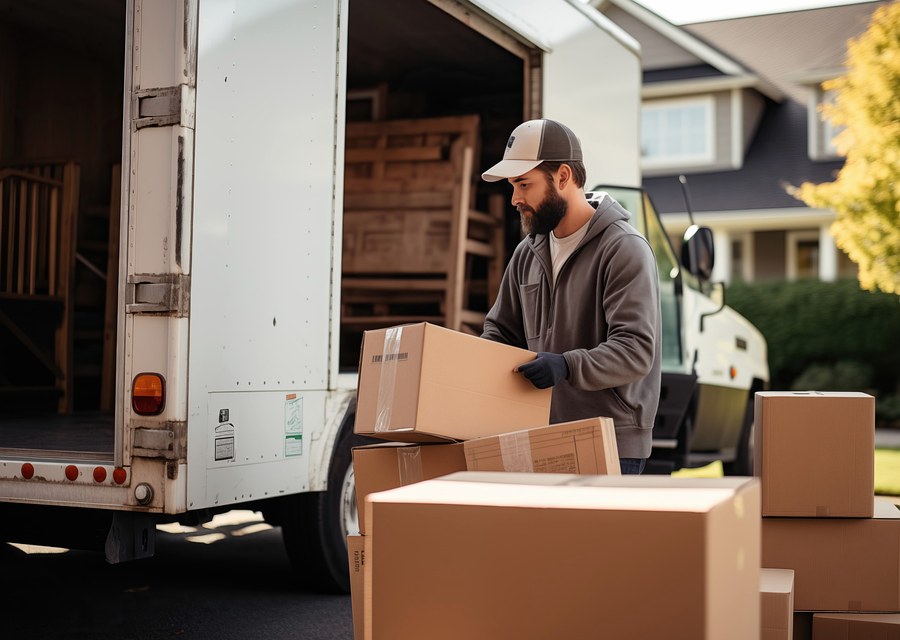 Packed moving truck ready for cross-country transport