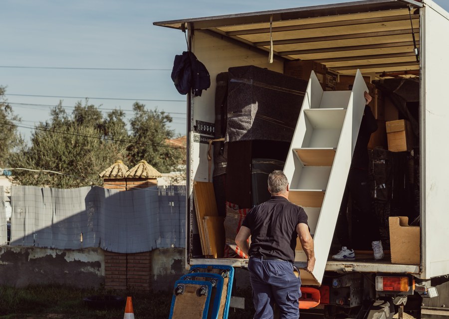 Packed moving truck ready for cross-country transport