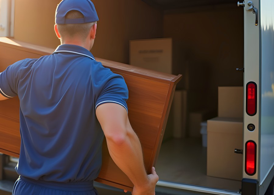 Packed moving truck ready for cross-country transport
