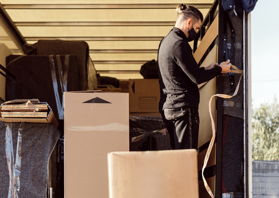 Packed moving truck ready for cross-country transport