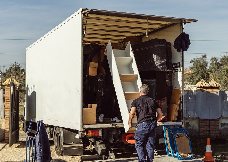 Packed moving truck ready for cross-country transport