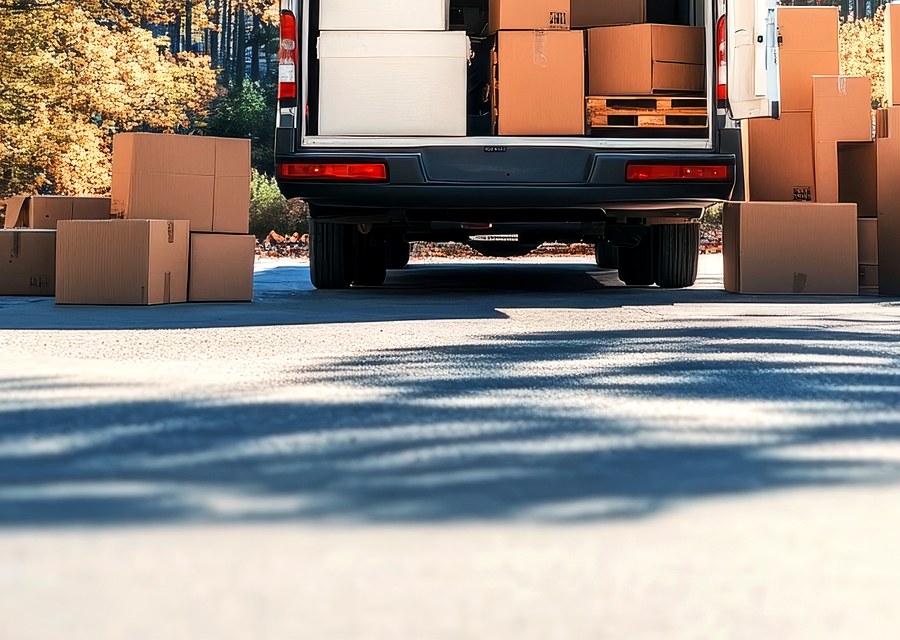Packed moving truck ready for cross-country transport