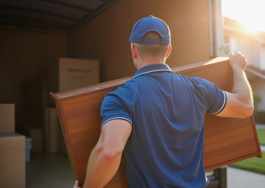 Packed moving truck ready for cross-country transport