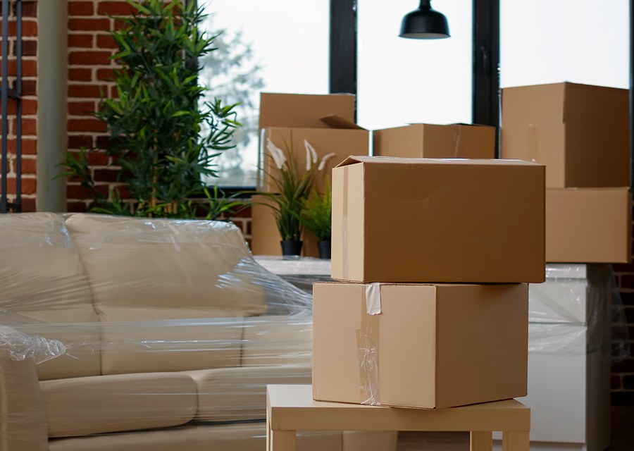 Packed moving truck ready for cross-country transport