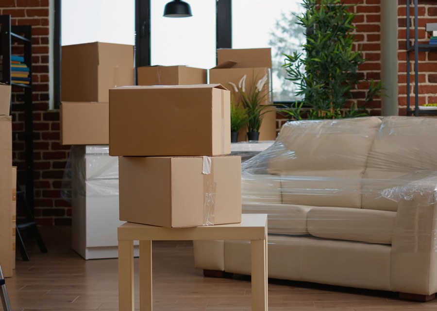 Packed moving truck ready for cross-country transport