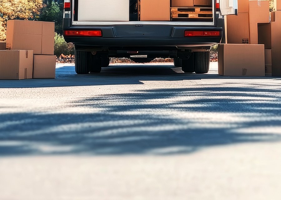 Packed moving truck ready for cross-country transport