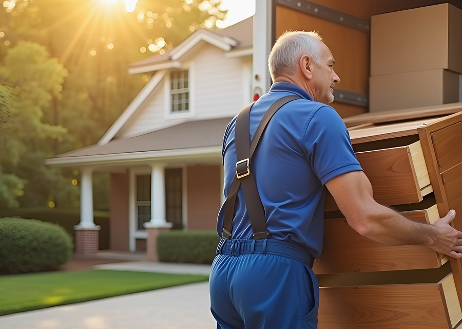 Packed moving truck ready for cross-country transport