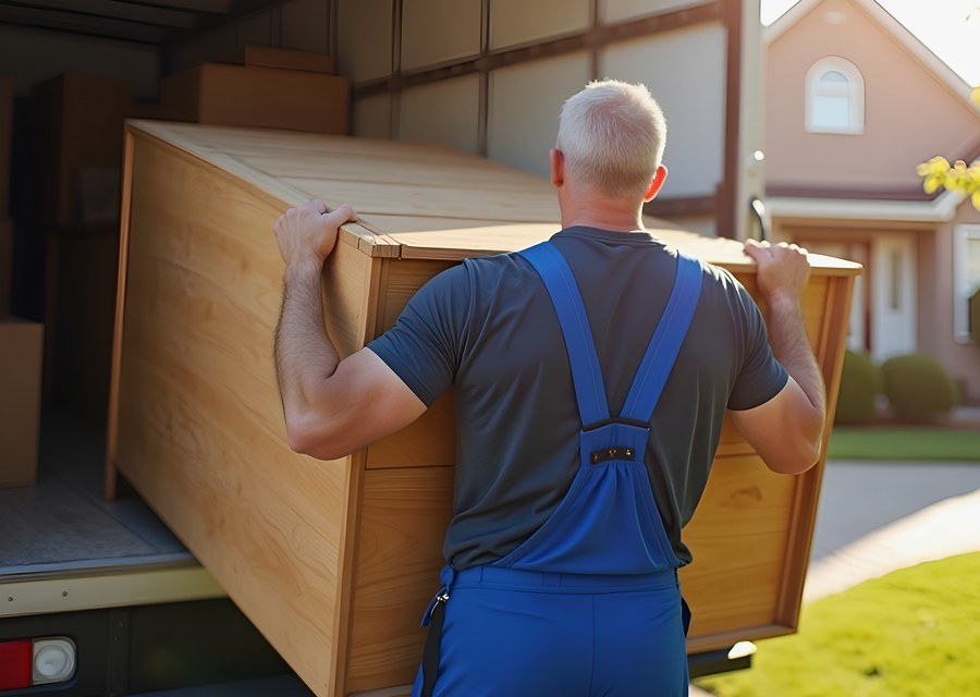 Packed moving truck ready for cross-country transport