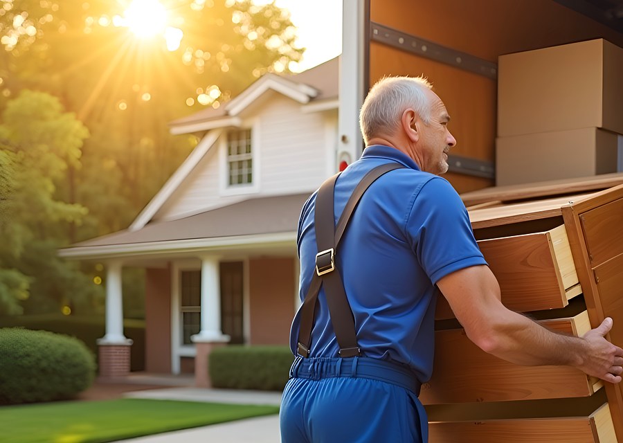 Packed moving truck ready for cross-country transport
