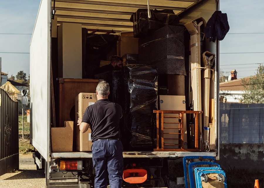 Packed moving truck ready for cross-country transport
