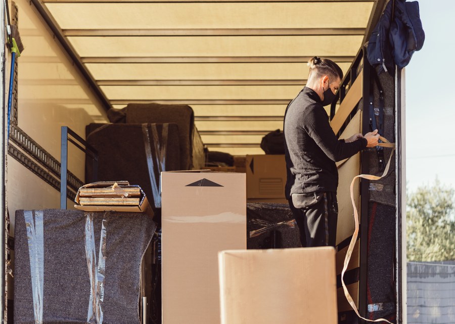 Packed moving truck ready for cross-country transport
