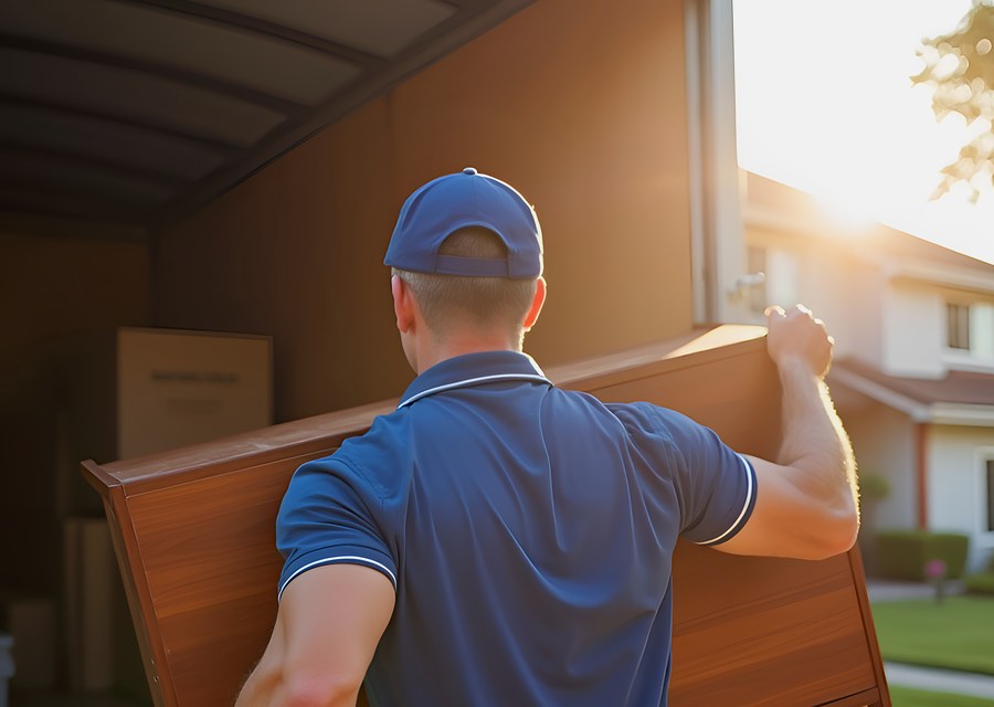 Packed moving truck ready for cross-country transport