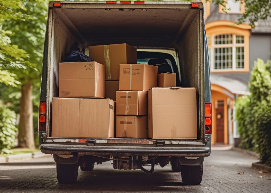 Packed moving truck ready for cross-country transport