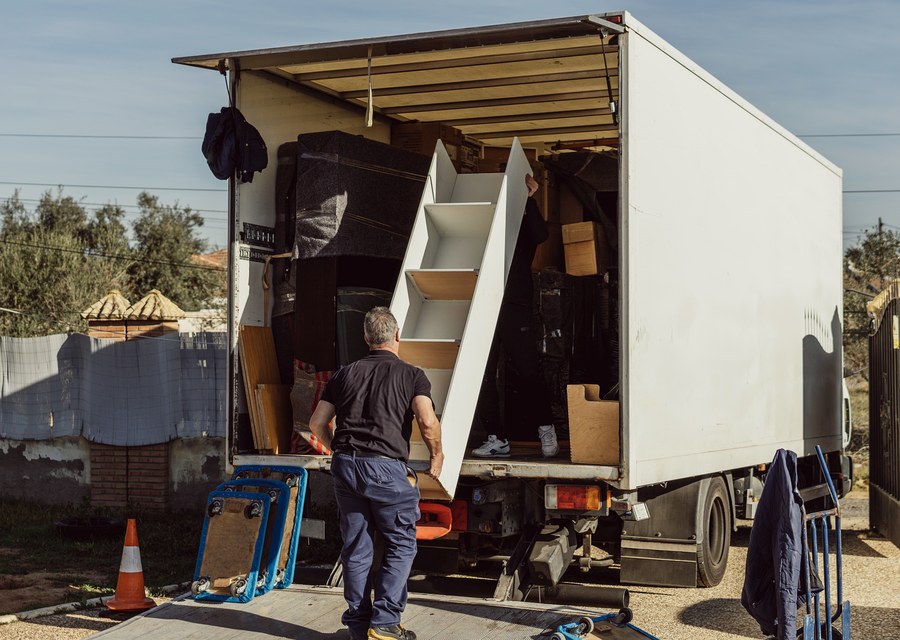 Packed moving truck ready for cross-country transport