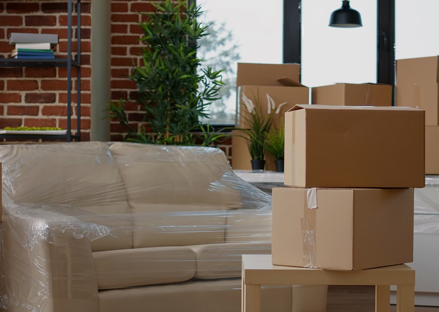 Packed moving truck ready for cross-country transport