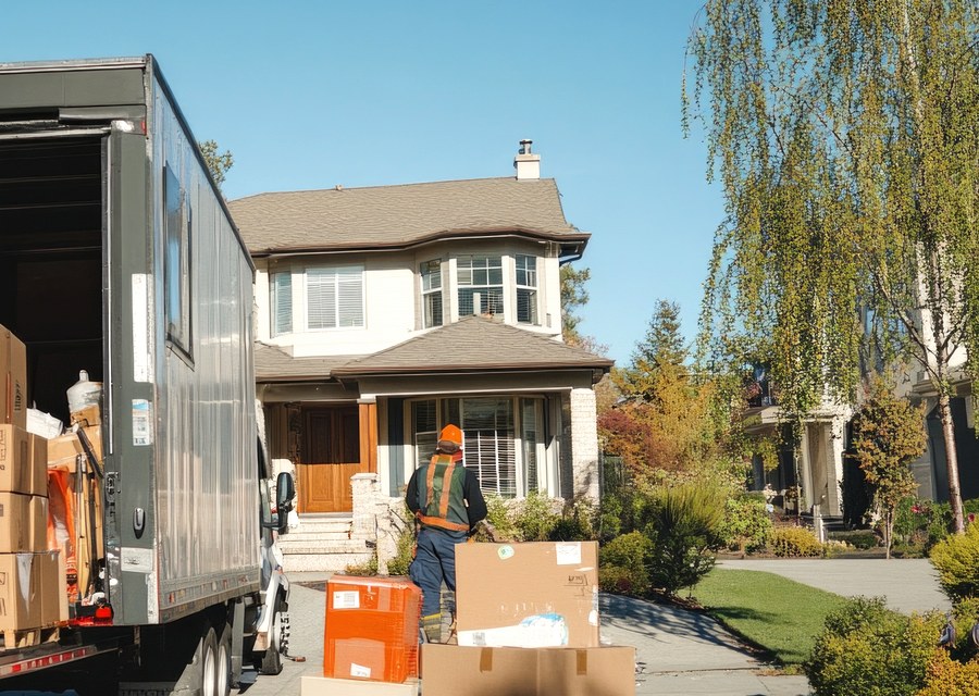 Packed moving truck ready for cross-country transport