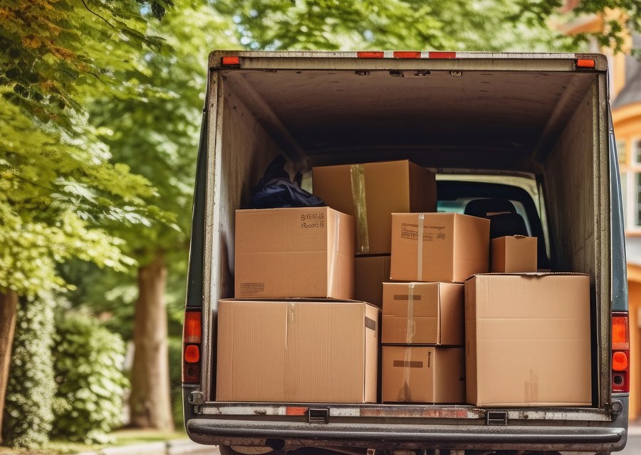 Packed moving truck ready for cross-country transport