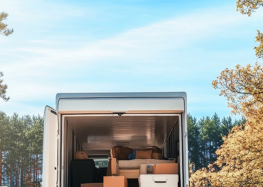 Packed moving truck ready for cross-country transport