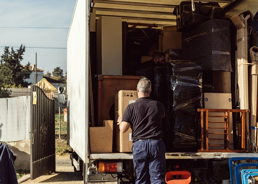 Packed moving truck ready for cross-country transport