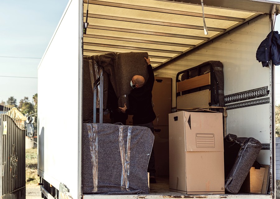 Packed moving truck ready for cross-country transport