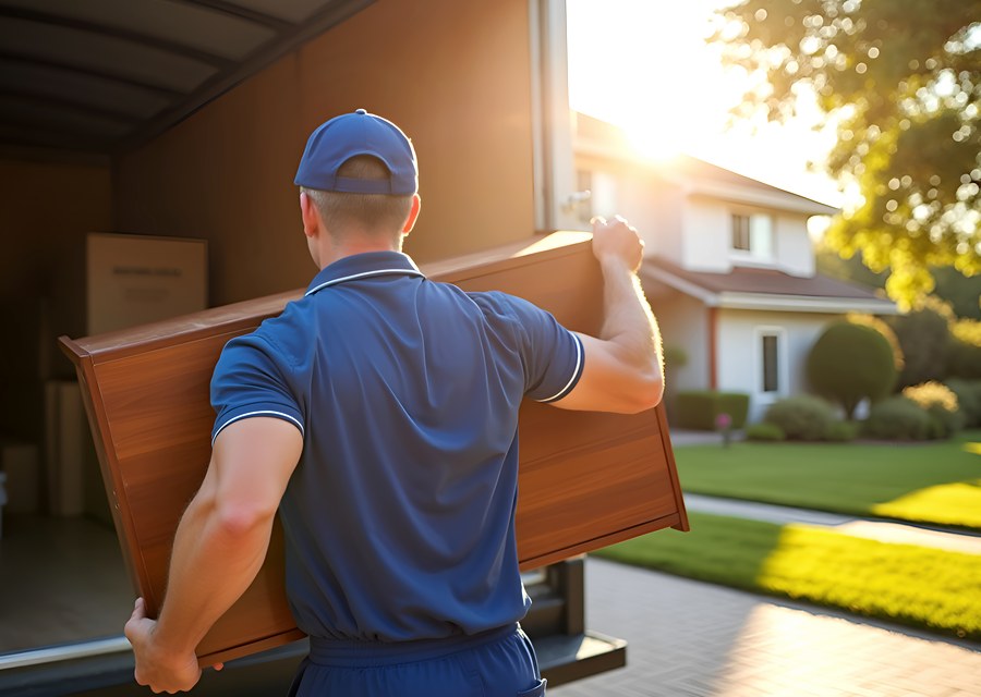 Packed moving truck ready for cross-country transport