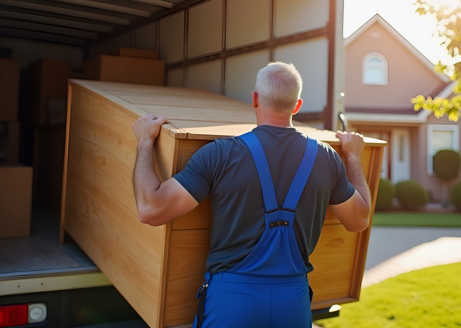 Packed moving truck ready for cross-country transport