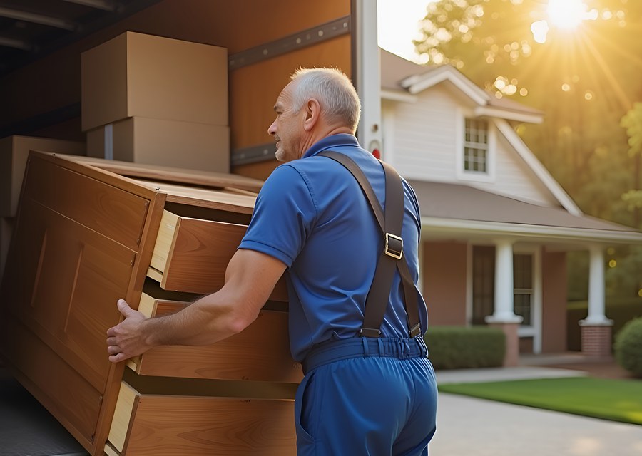 Packed moving truck ready for cross-country transport