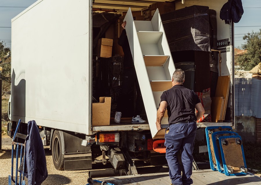 Packed moving truck ready for cross-country transport
