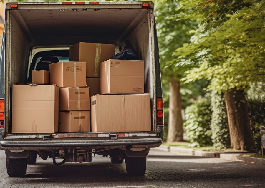 Packed moving truck ready for cross-country transport