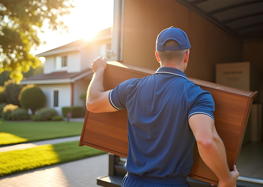 Packed moving truck ready for cross-country transport