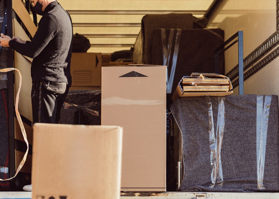 Packed moving truck ready for cross-country transport