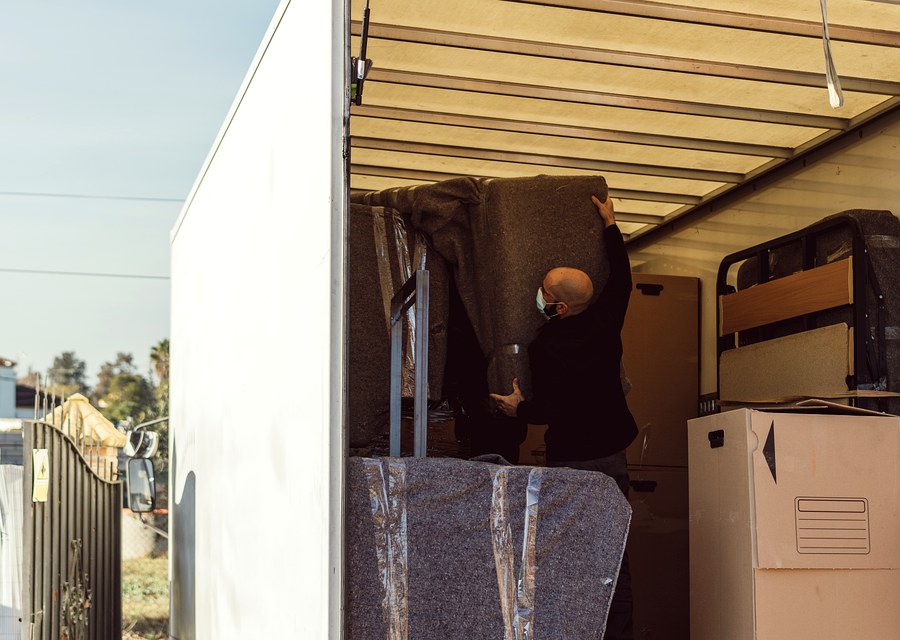 Packed moving truck ready for cross-country transport
