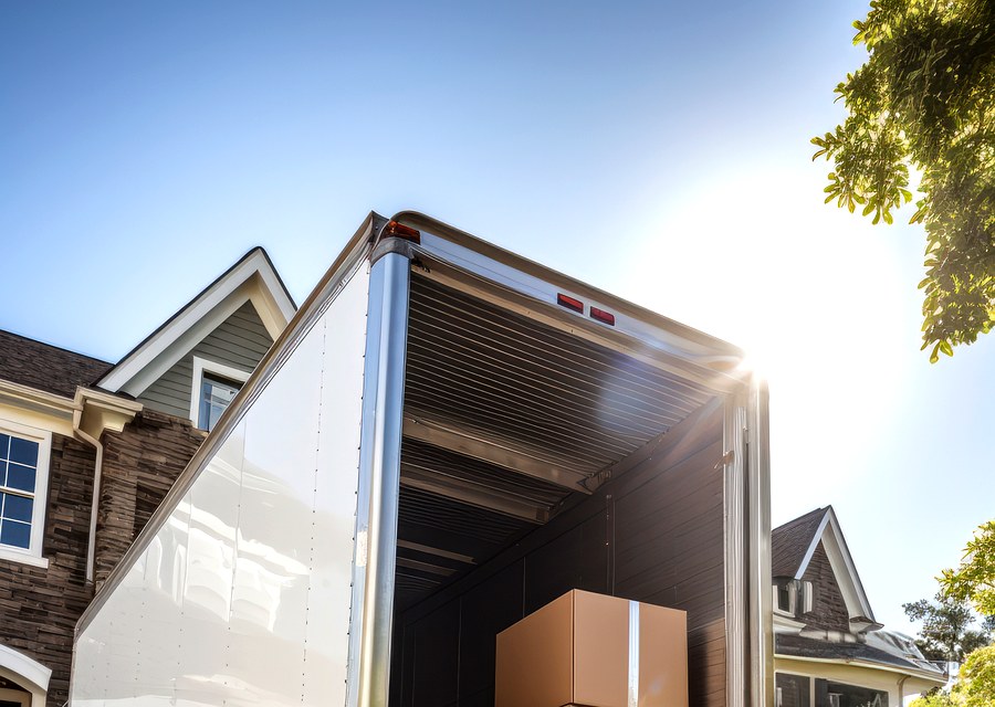 Packed moving truck ready for cross-country transport