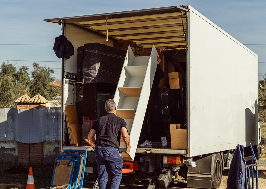 Packed moving truck ready for cross-country transport