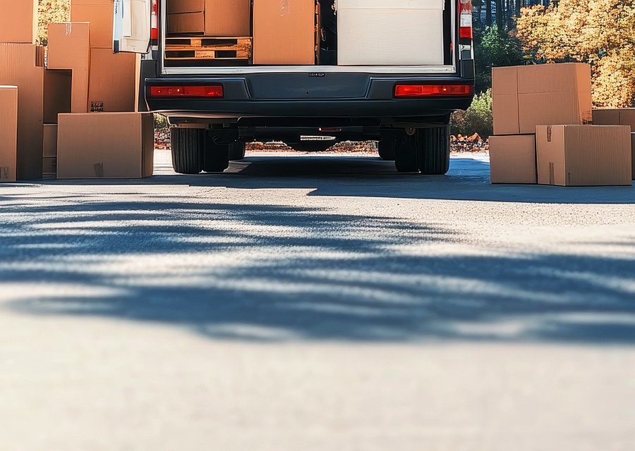 Packed moving truck ready for cross-country transport