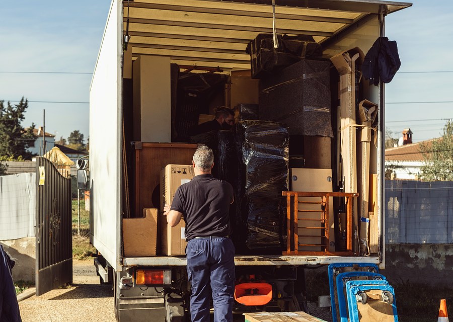 Packed moving truck ready for cross-country transport