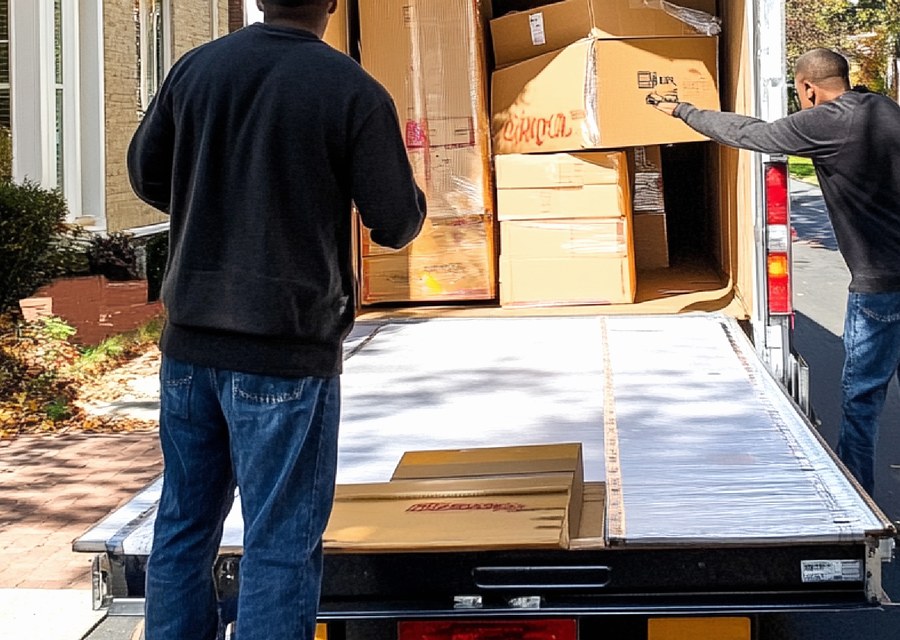 Packed moving truck ready for cross-country transport