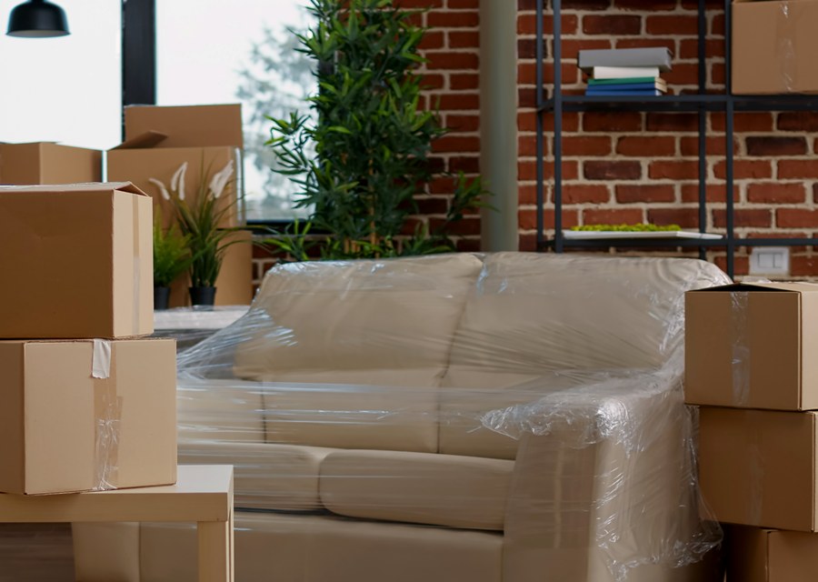 Packed moving truck ready for cross-country transport