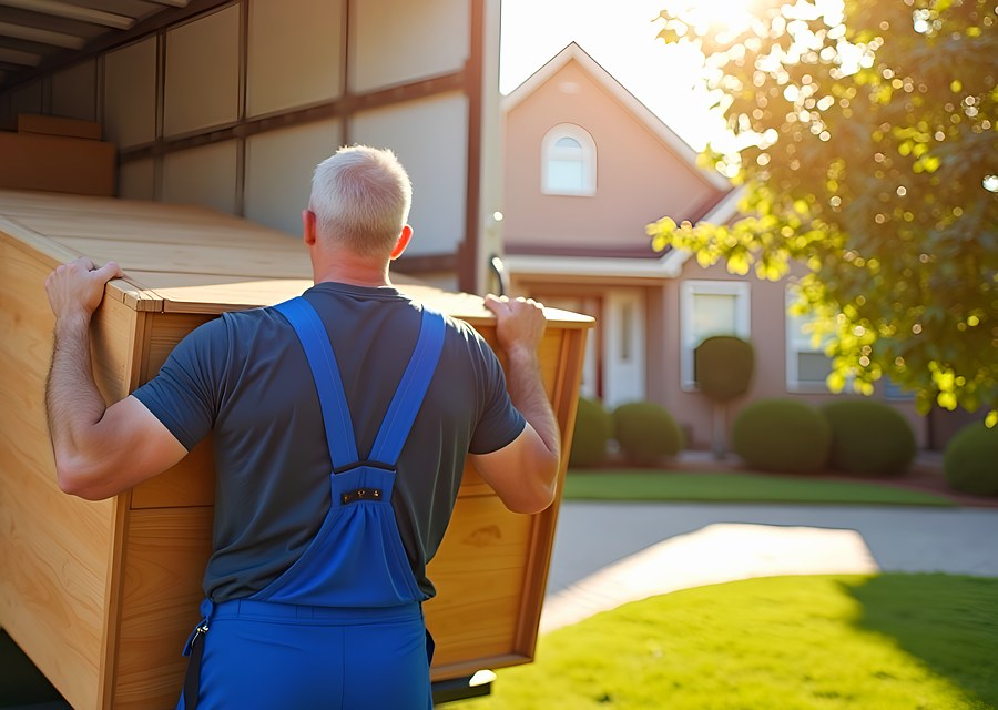 Packed moving truck ready for cross-country transport