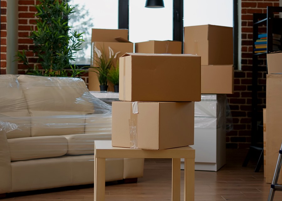 Packed moving truck ready for cross-country transport