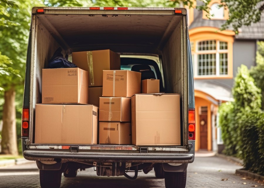 Packed moving truck ready for cross-country transport