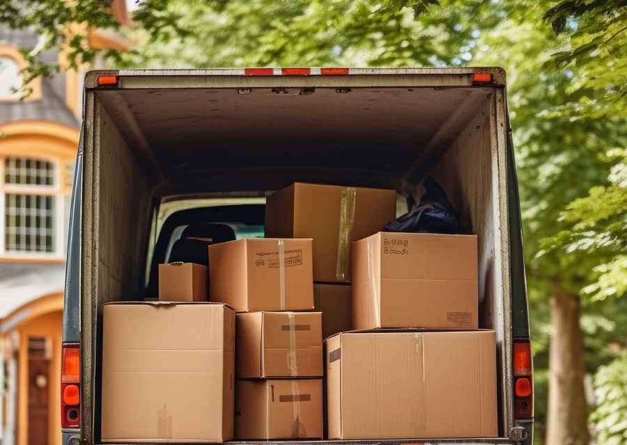 Packed moving truck ready for cross-country transport