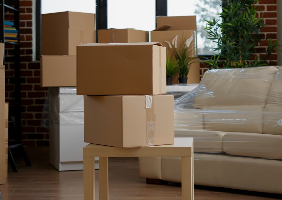 Packed moving truck ready for cross-country transport