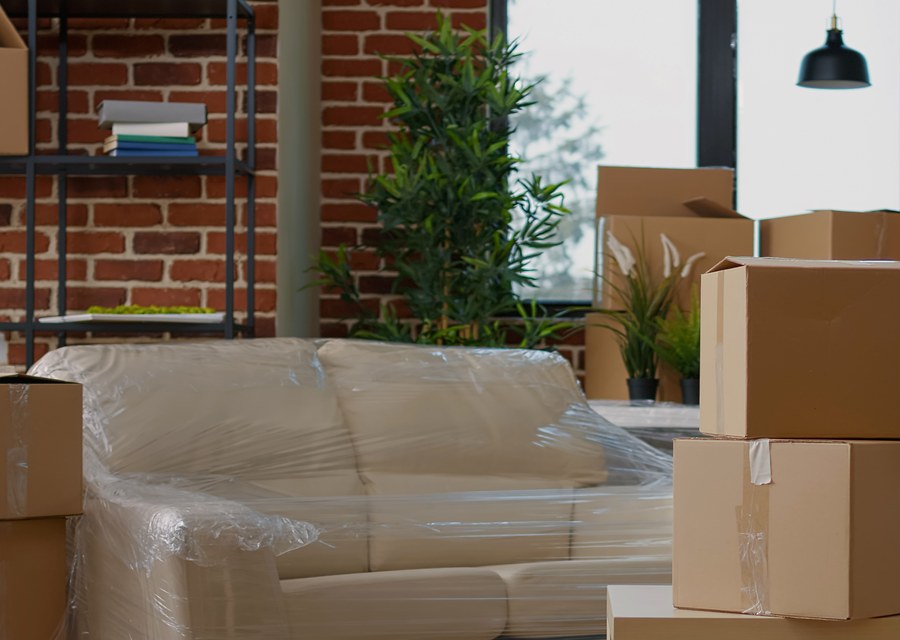 Packed moving truck ready for cross-country transport