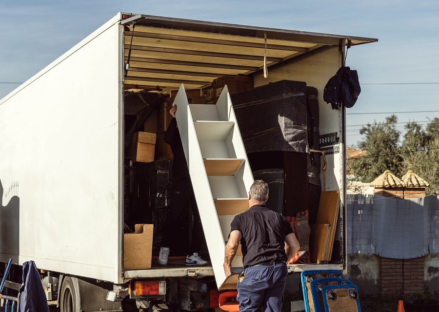 Packed moving truck ready for cross-country transport