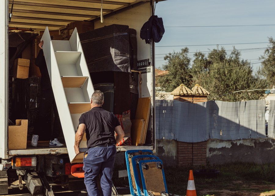Packed moving truck ready for cross-country transport